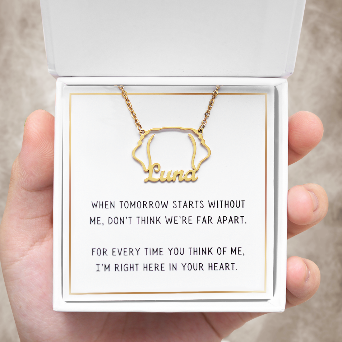 Always in My Heart – Personalized Breed Silhouette Necklace