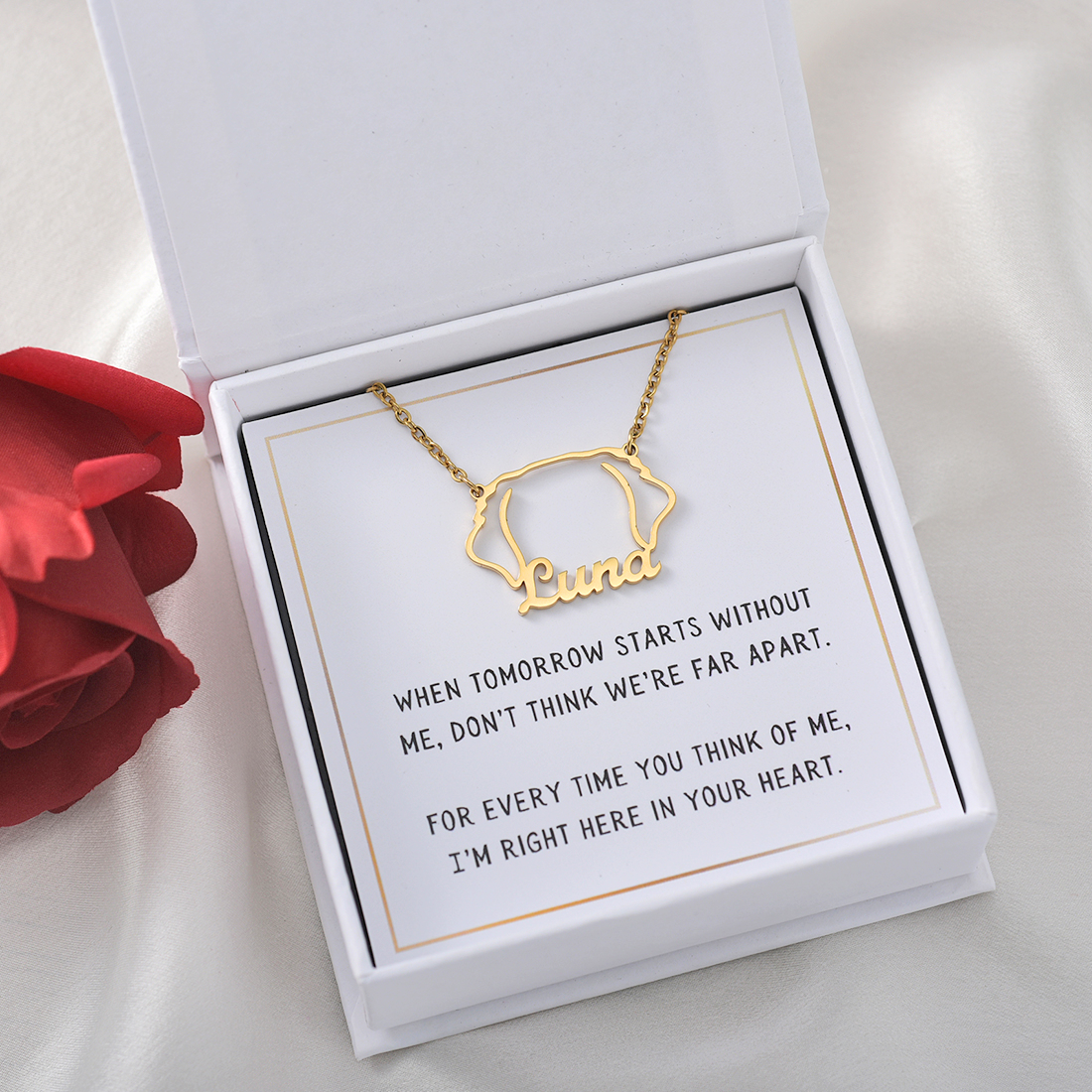 Always in My Heart – Personalized Breed Silhouette Necklace