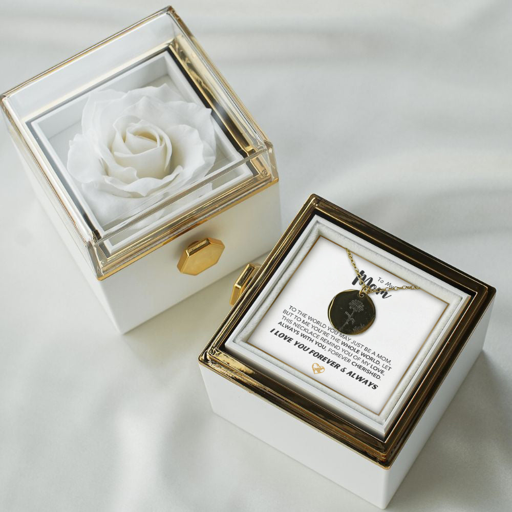 Personalized Birthflower Necklace with Forever Rose Box