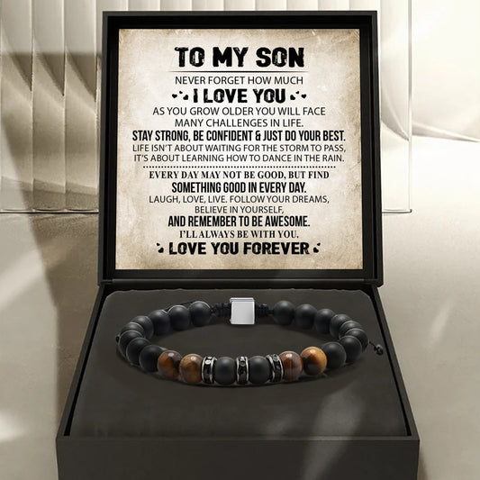 To My Son - Tiger's Eye Protection Beaded Bracelet
