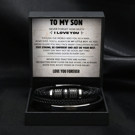 Always Loved, Son's Personalized Stack Bracelet