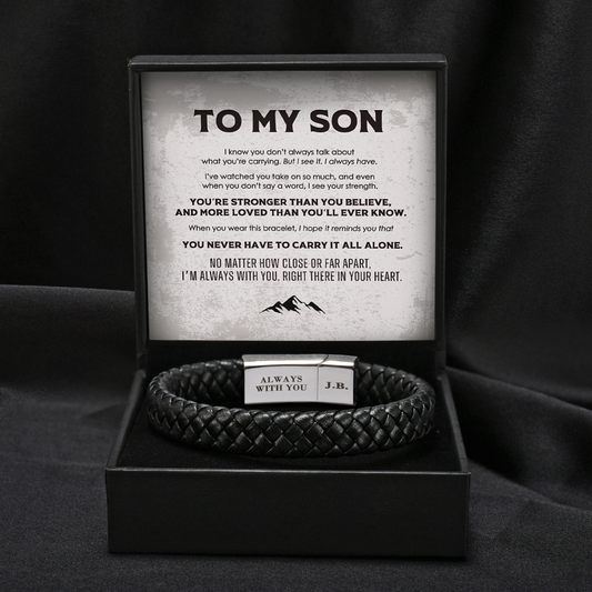 Strength Within - Son's Personalized Leather Bracelet