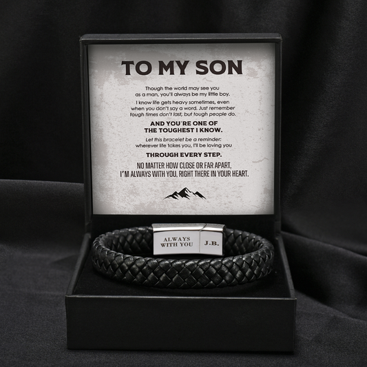 Strength Within - Son's Personalized Leather Bracelet