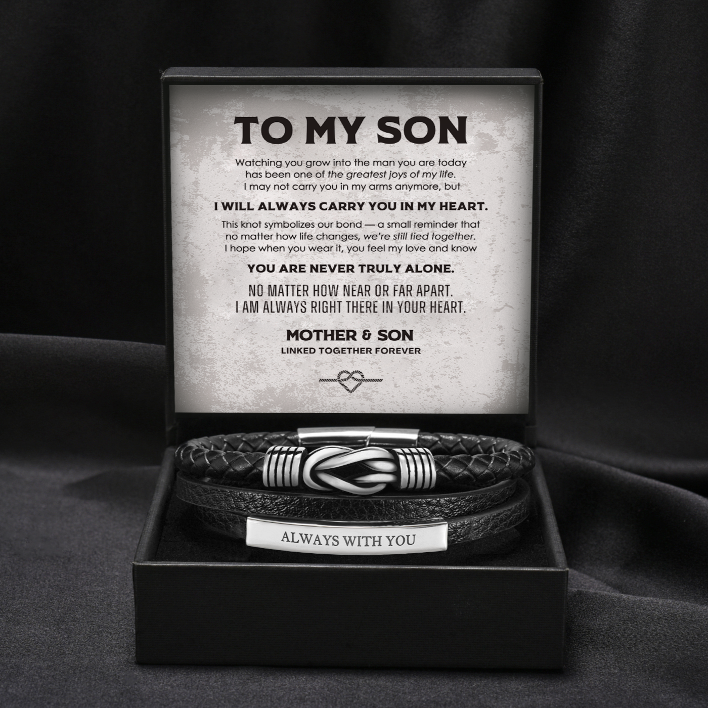 Always Connected - Personalized 3 Layer Knot Bracelet for Son