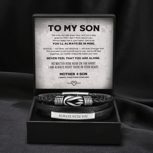 Always Connected - Personalized 3 Layer Knot Bracelet for Son