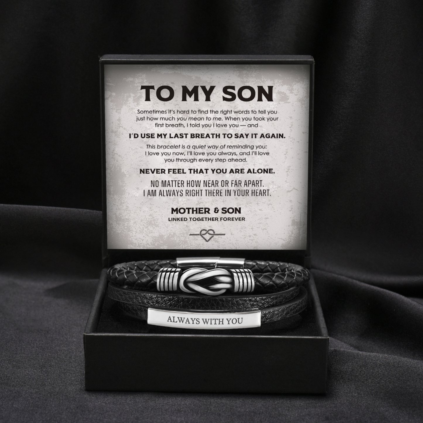 Always Connected - Personalized 3 Layer Knot Bracelet for Son