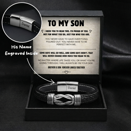 Ensemble de bracelets à nœuds infinis pour fils et nom gravé