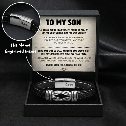 Ensemble de bracelets à nœuds infinis pour fils et nom gravé