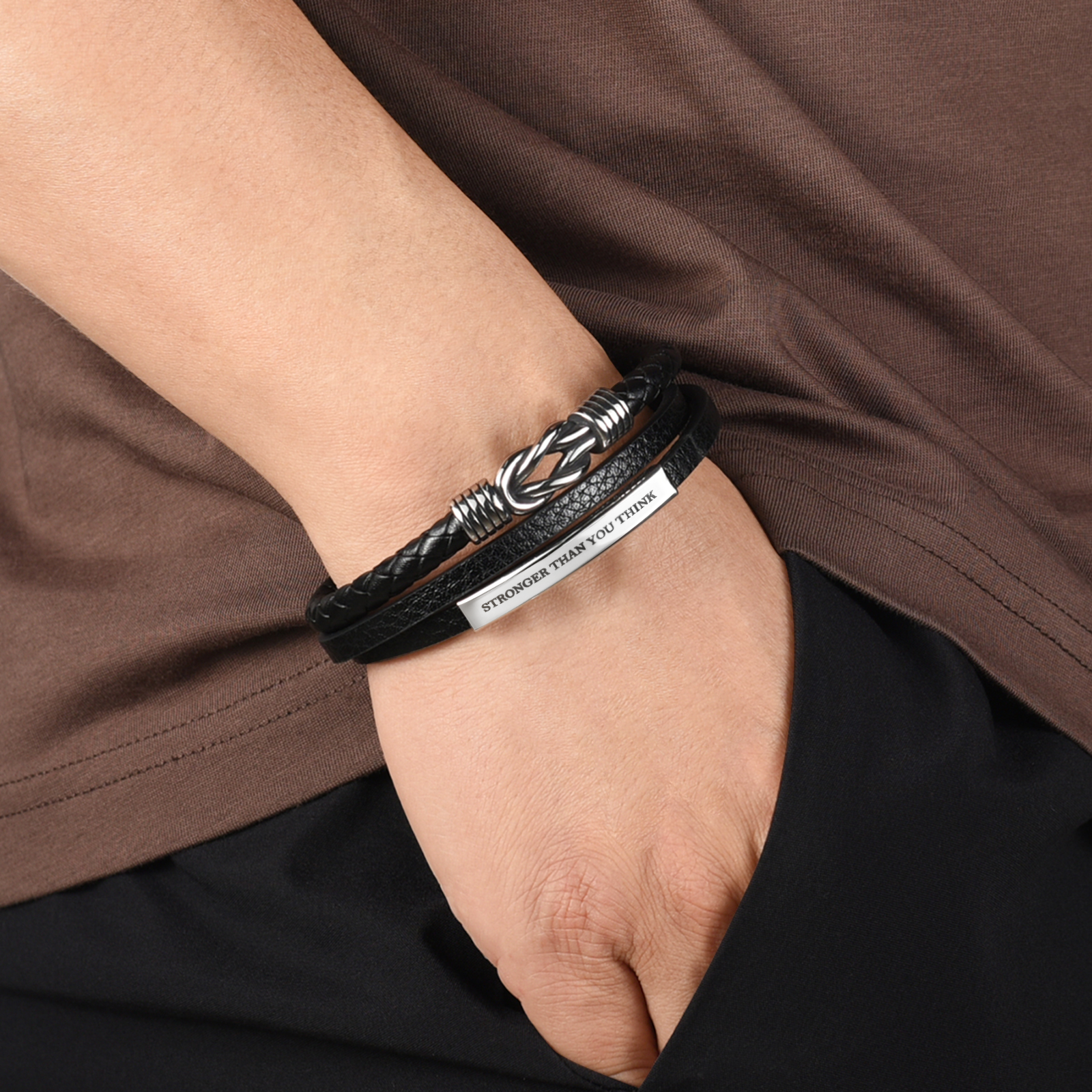 Mutter & Sohn für immer miteinander verbunden - personalisiertes Knotenarmband