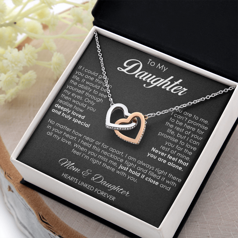 "Never Apart" – Interlocking Hearts Love Necklace for Daughter