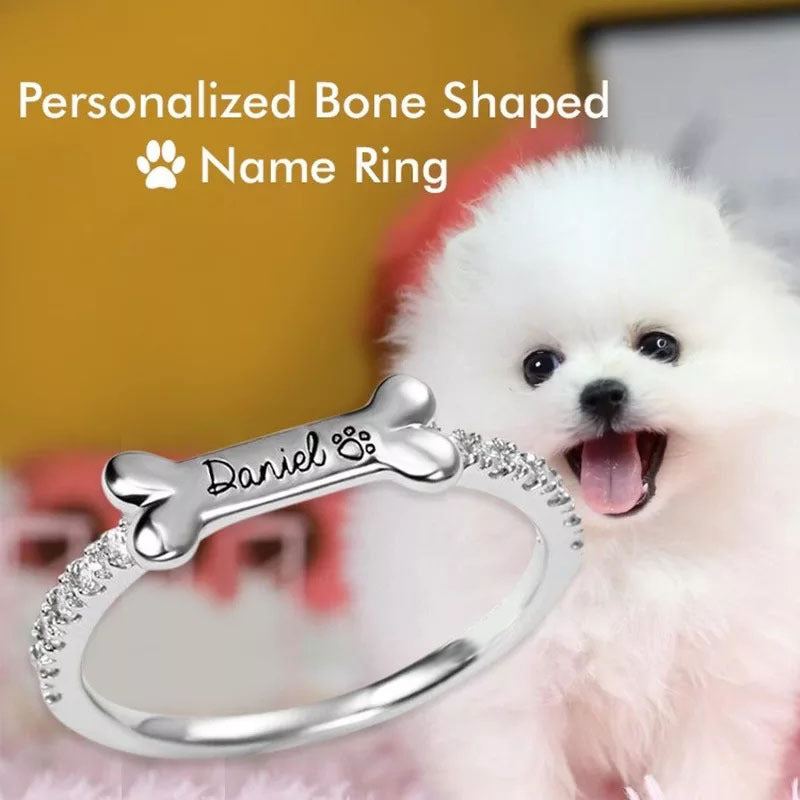 Engraved Dog Bone Ring Gift Set