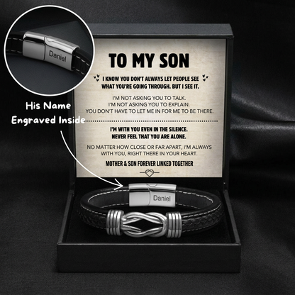 Son's Infinity Knot Bracelet Gift Set & Engraved Name