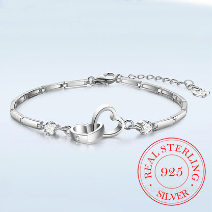 "Inseparable Hearts" Family Ties 925 Silver Bracelet