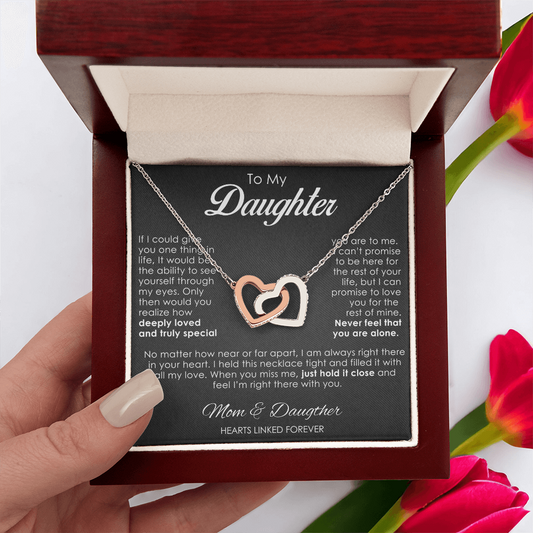 "Never Apart" – Interlocking Hearts Love Necklace for Daughter