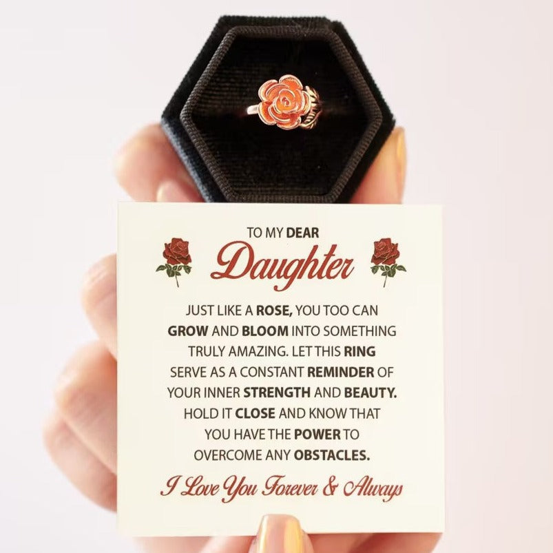 To My Daughter "Strength and Beauty" - Rose Ring Gift Set
