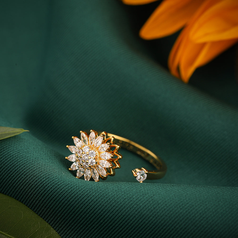 To My Daughter "You Are My Sunshine" - Sunflower Ring Set