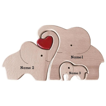 Hölzerne Elefanten Familie Liebe - Personalisierte Keepsake