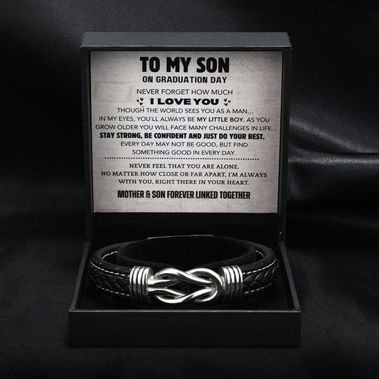 Son's Infinity Knot Armband Graduation Geschenk-Set