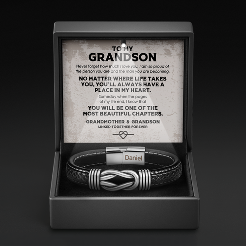 Grandson's Legacy Knot Armbänder Geschenkset mit eingraviertem Namen