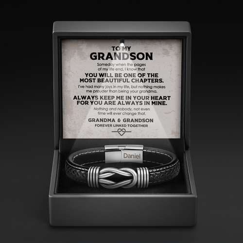 Grandson's Legacy Knot Armbänder Geschenkset mit eingraviertem Namen