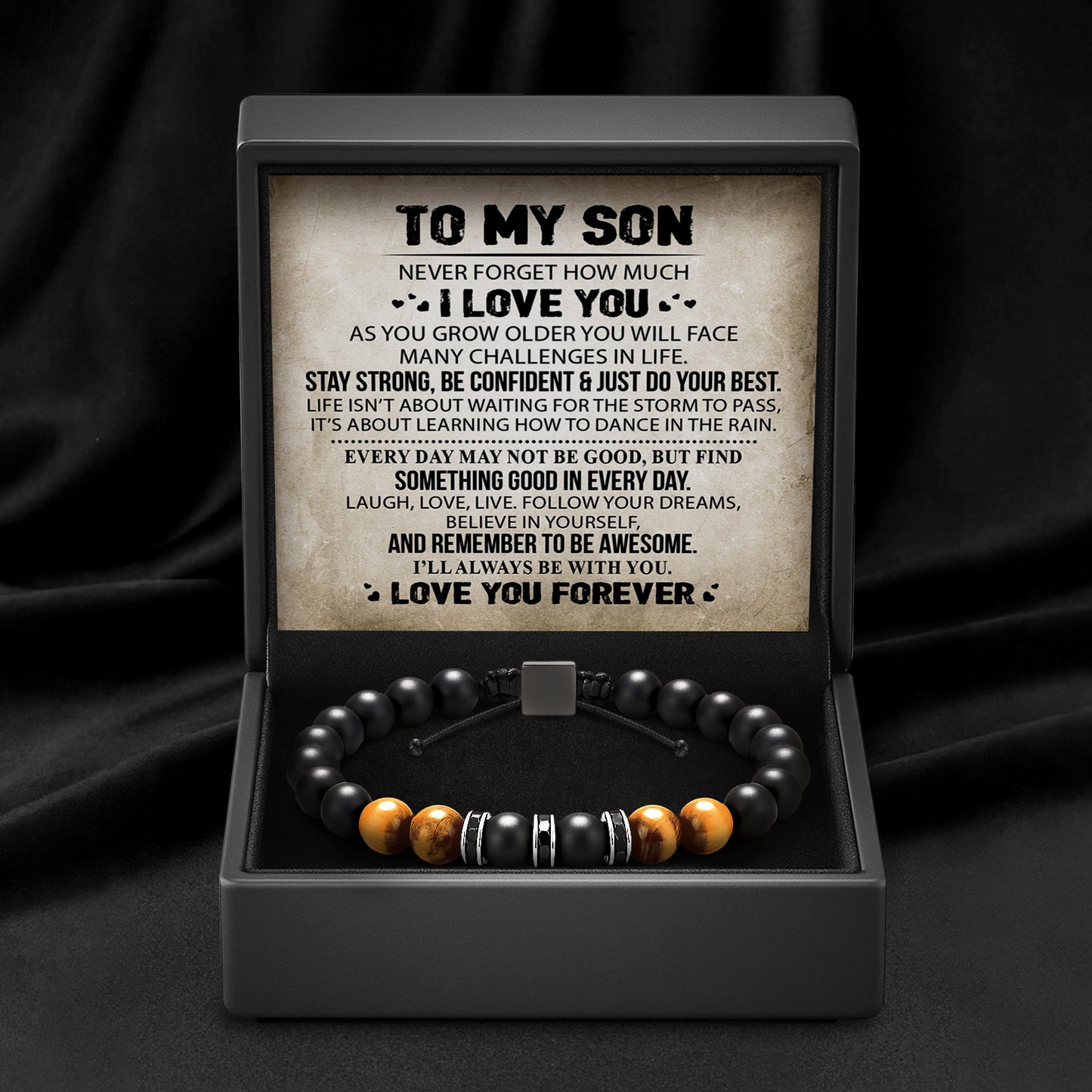To My Son - Tigerauge Schutz Perlenarmband