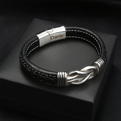 Brazalete con Nudo Infinito para Hijo - Set de Regalo con Nombre Grabado