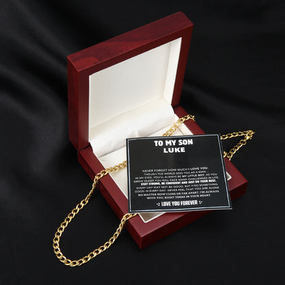 Heartfelt Stolz - Cuban Kette Halskette Geschenk-Set w / personalisierte Karte