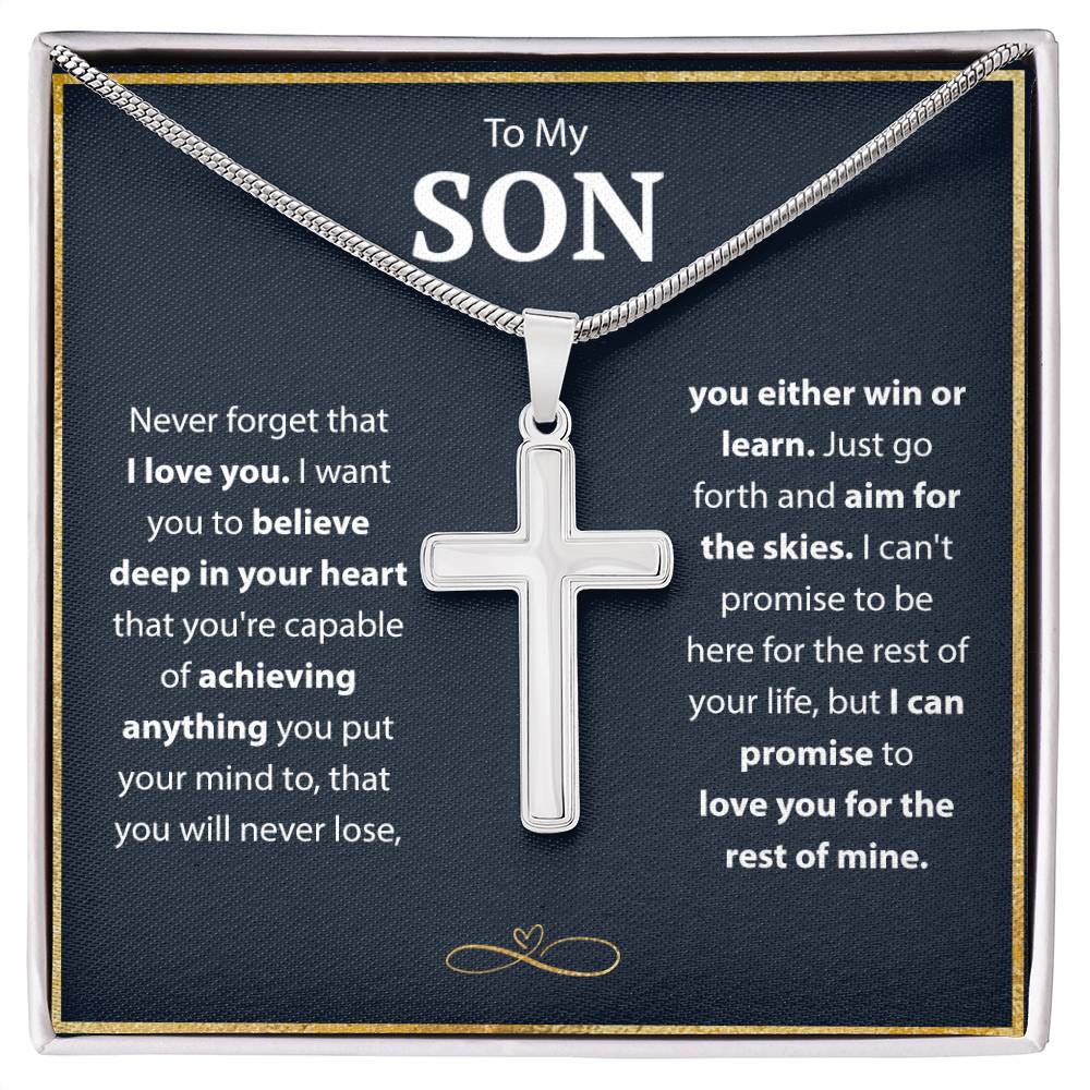 To My Son - Vermächtnis der Liebe Kreuz Halskette Geschenk-Set