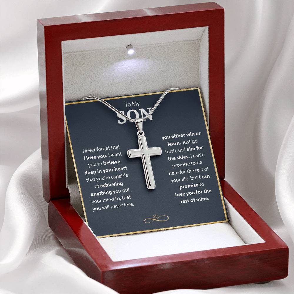 To My Son - Vermächtnis der Liebe Kreuz Halskette Geschenk-Set