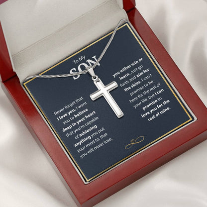 To My Son - Vermächtnis der Liebe Kreuz Halskette Geschenk-Set