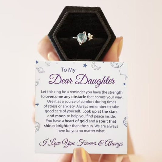 To My Daughter - Sterne und Monde Angst Ring-Geschenk-Set