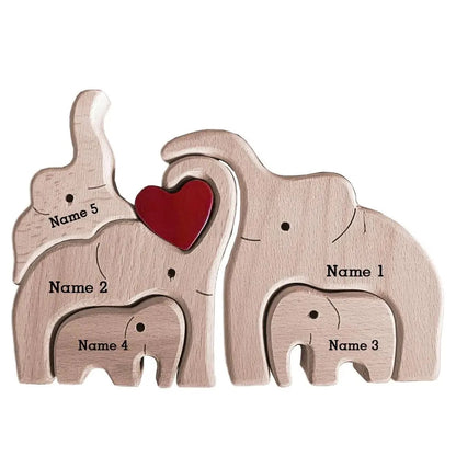 Elefante de madera Amor de familia - Recuerdo personalizado