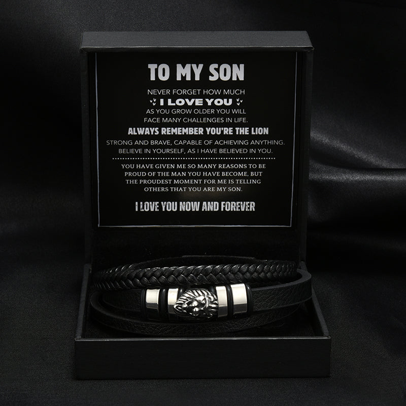 Pulsera personalizada "My Pride In You" con forma de león para hijo