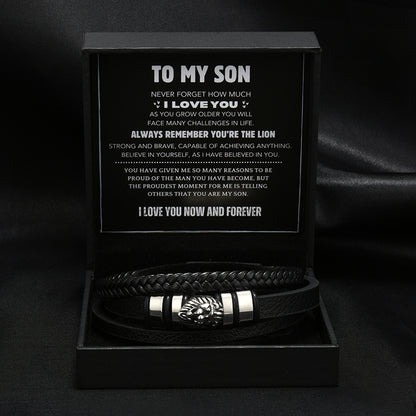 Pulsera personalizada "My Pride In You" con forma de león para hijo