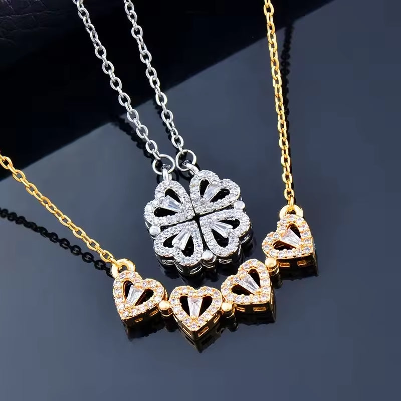 Collier Trèfle à 4 Feuilles Porte-Bonheur & Coffret Rose Éternelle