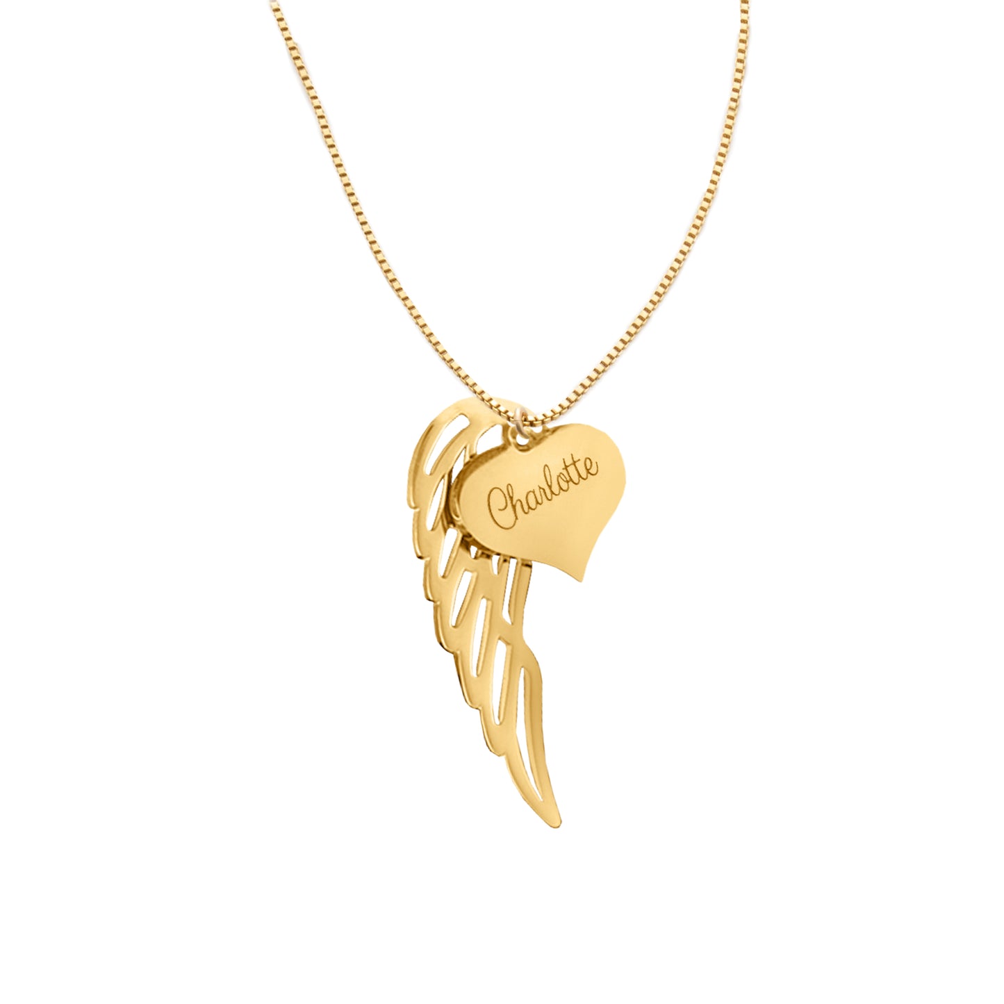 Set de regalo de collar corazón con alas de ángel