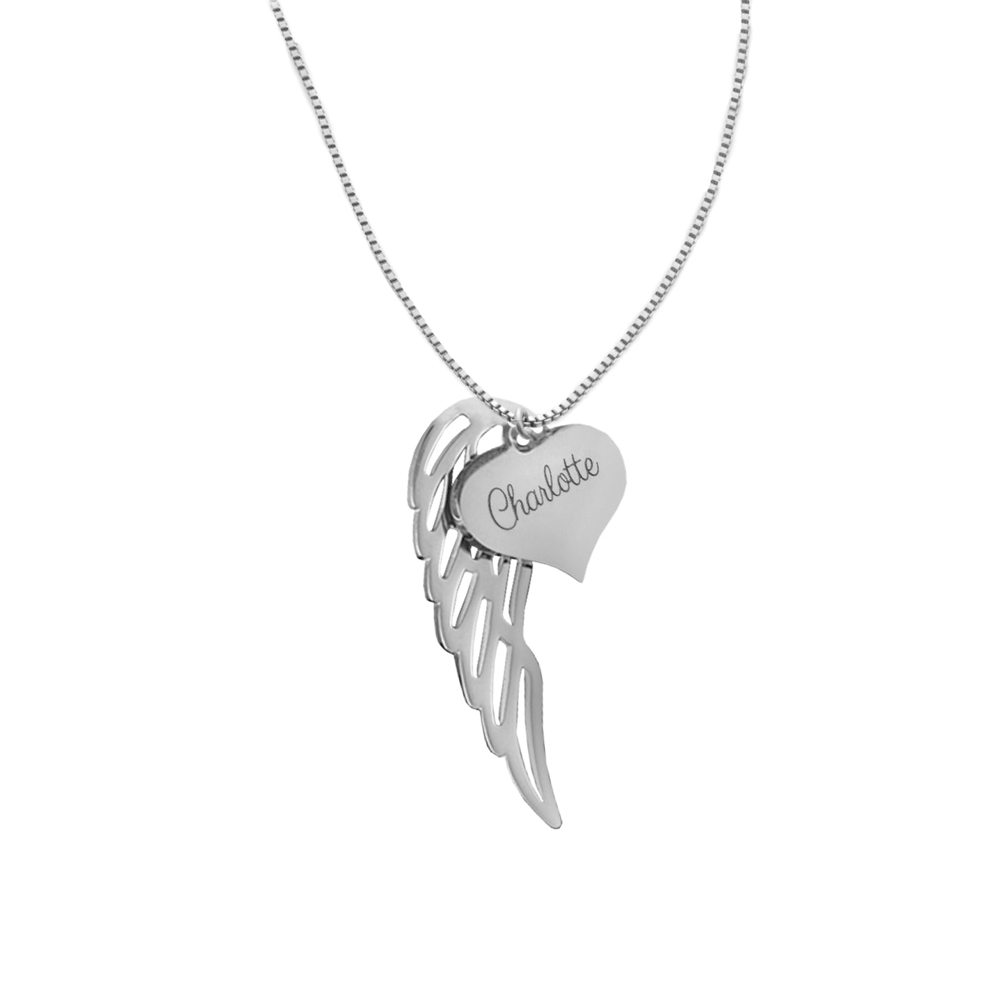 Set de regalo de collar corazón con alas de ángel