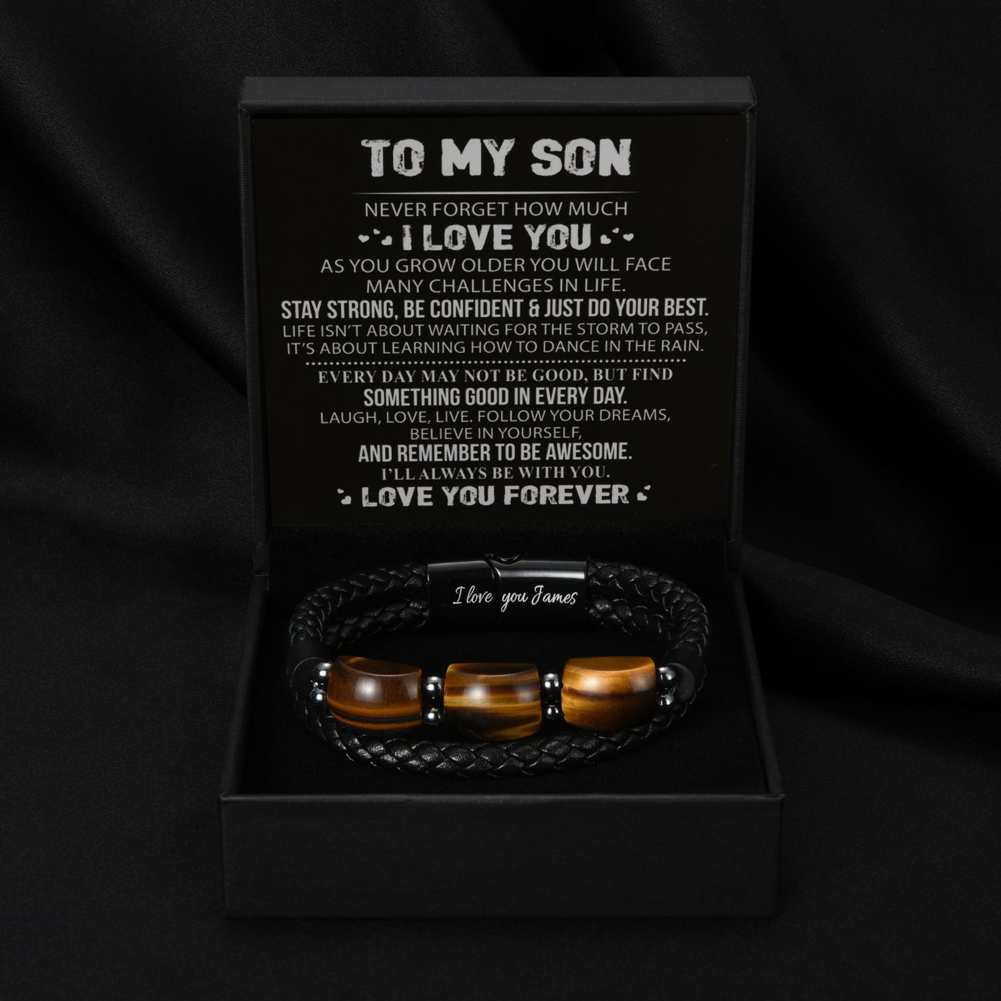 To My Son - Pulsera de cuero de protección ojo de tigre