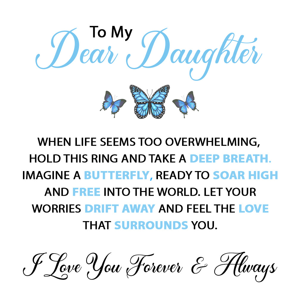 To My Daughter "Let Your Worries Drift Away" - Juego de Anillos Ansiedad Mariposa