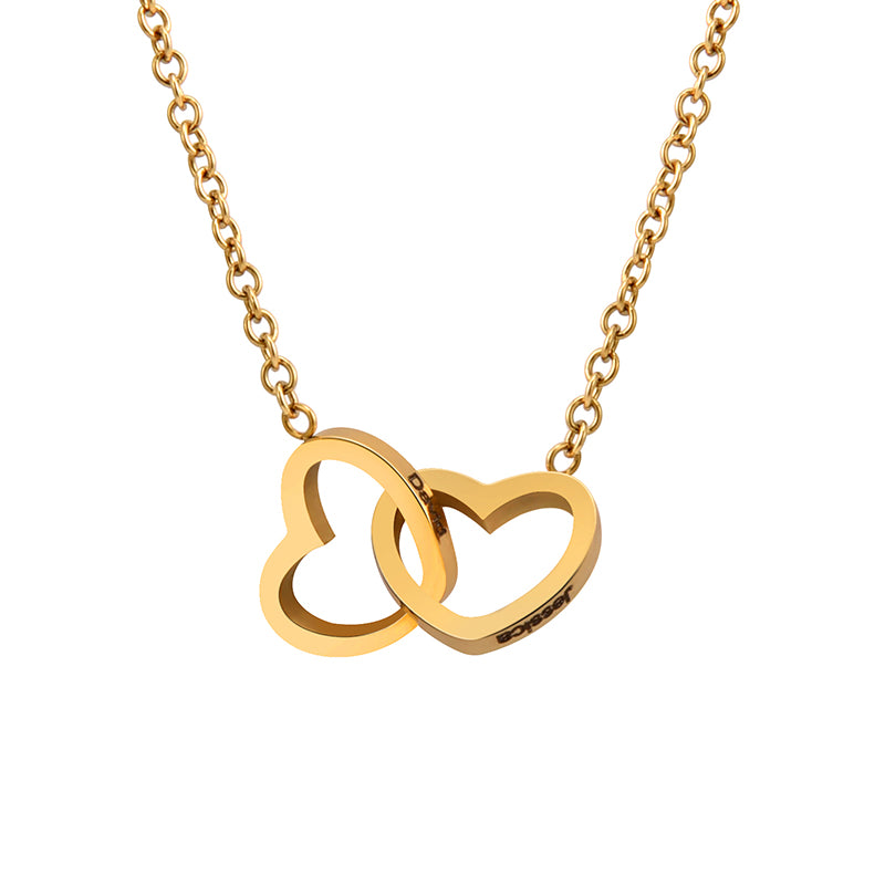 Collier Love's Embrace Daughter Interlocking Heart avec boîte LED de luxe