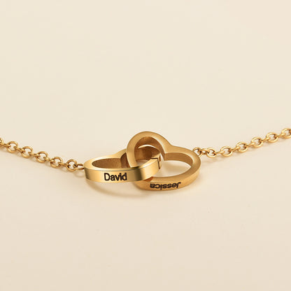 Collier Love's Embrace Daughter Interlocking Heart avec boîte LED de luxe