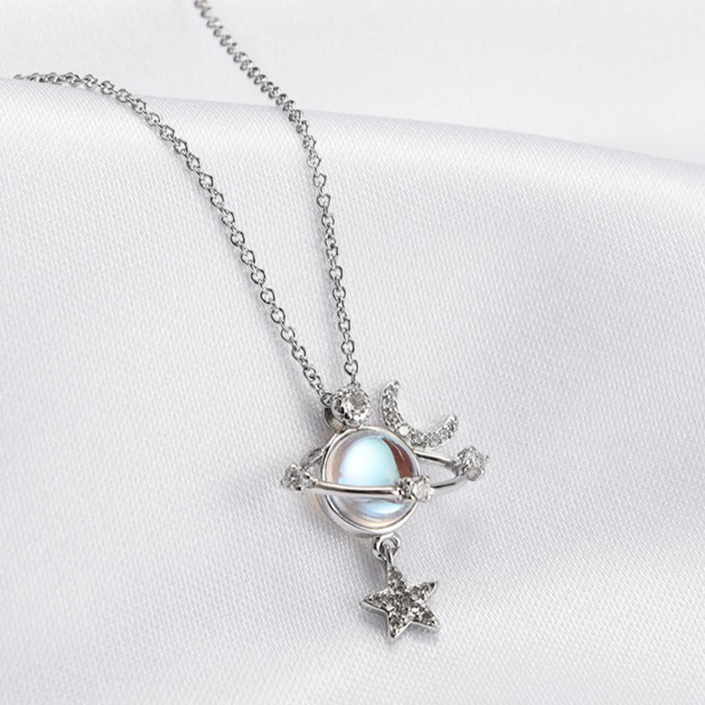 Collier lune étoilée de la petite-fille avec boîte LED de luxe