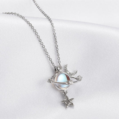 Collier lune étoilée de la petite-fille avec boîte LED de luxe