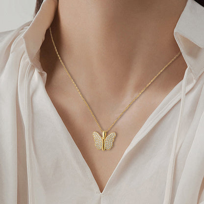 Collier d'ailes de papillon personnalisé pour petite-fille avec boîte LED de luxe