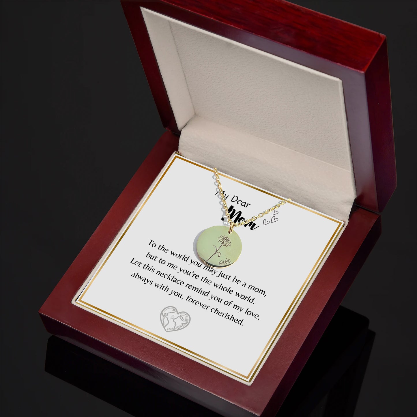 "To Mom" - Collier de fleurs de naissance personnalisé avec boîte LED de luxe