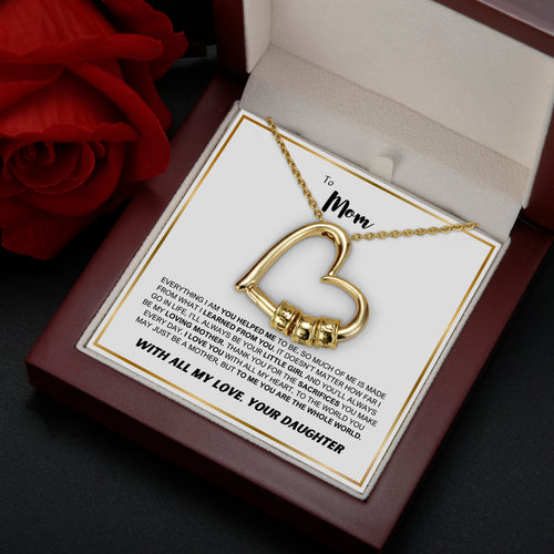 "To My Mom" - Pendentif gravé de l'amour d'une fille avec boîte cadeau LED