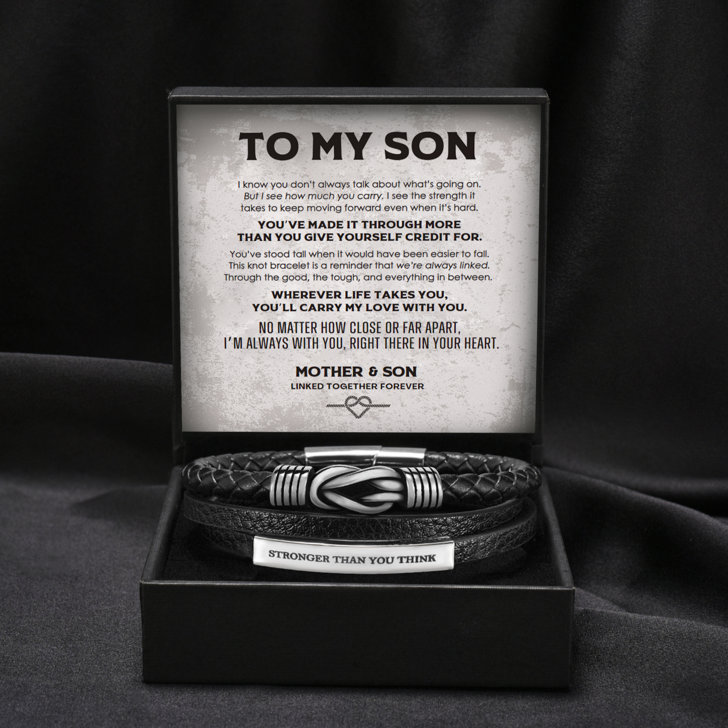 Plus fort que tu ne le penses - Bracelet de nœuds personnalisé pour fils