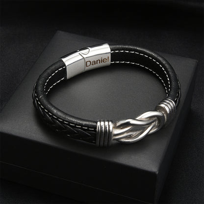 Ensemble de bracelets à nœud infini pour fils avec nom gravé