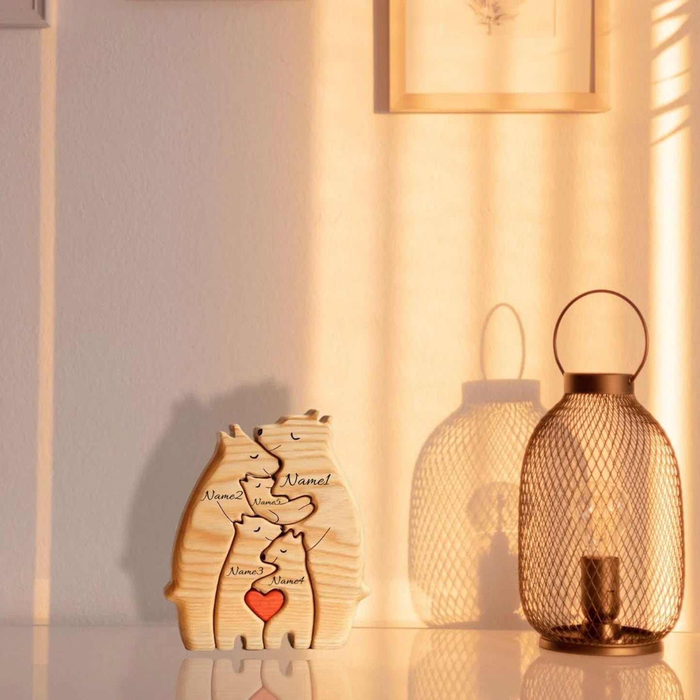 Décoration en bois pour le câlin d'un ours de la famille - souvenir personnalisé