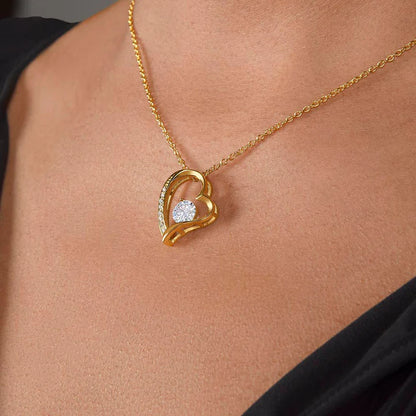 Collier de cœur "L'amour éternel de maman" avec rose éternelle